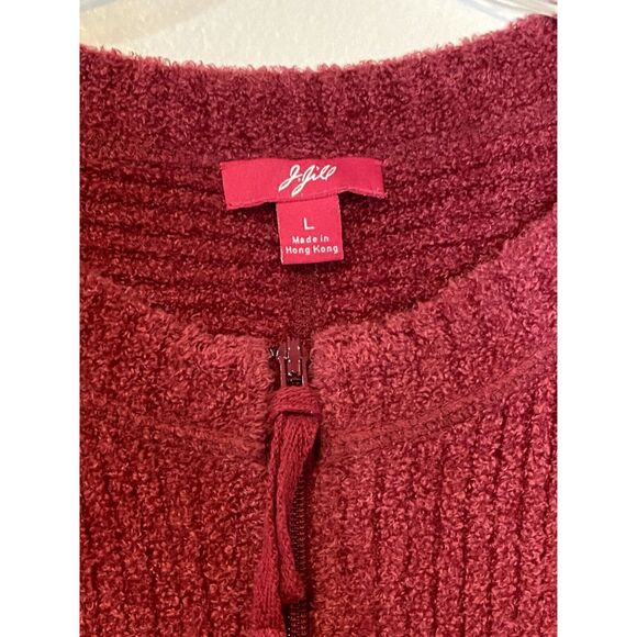 J.Jill Womens Size Large Chenille Cardigan Petite Zip Up Crewneck Long Sleeve - Picture 3 of 12